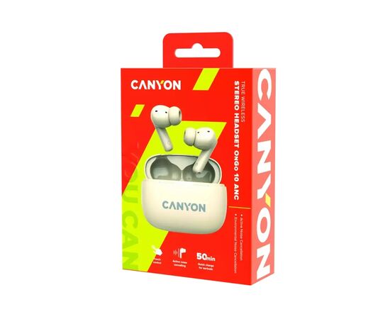 Наушники Canyon TWS-10 OnGo ANC ENC Beige (CNS-TWS10BG), изображение 8 Наушники Canyon TWS-10 OnGo ANC ENC Beige (CNS-TWS10BG), изображение 8