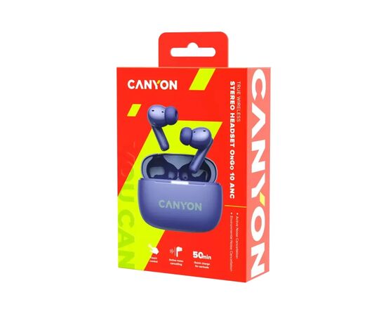 Наушники Canyon TWS-10 OnGo ANC ENC Purple (CNS-TWS10PL), изображение 8 Наушники Canyon TWS-10 OnGo ANC ENC Purple (CNS-TWS10PL), изображение 8