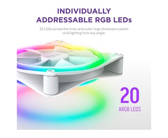 Кулер до корпусу NZXT F120RGB Duo-120mm Dual-sideRGB Fan-Tripl (RF-D12TF-W1), зображення 6 Кулер до корпусу NZXT F120RGB Duo-120mm Dual-sideRGB Fan-Tripl (RF-D12TF-W1), зображення 6