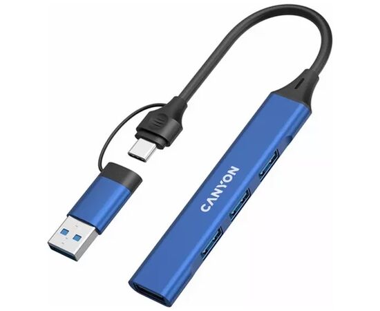 Концентратор Canyon hub DS-02 4in1 USB-A/C Blue (CNS-TDS02BL), изображение 5 Концентратор Canyon hub DS-02 4in1 USB-A/C Blue (CNS-TDS02BL), изображение 5