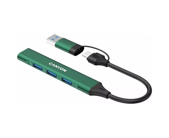 Концентратор Canyon hub DS-02 4in1 USB-A/C Green (CNS-TDS02GR), изображение 2 Концентратор Canyon hub DS-02 4in1 USB-A/C Green (CNS-TDS02GR), изображение 2