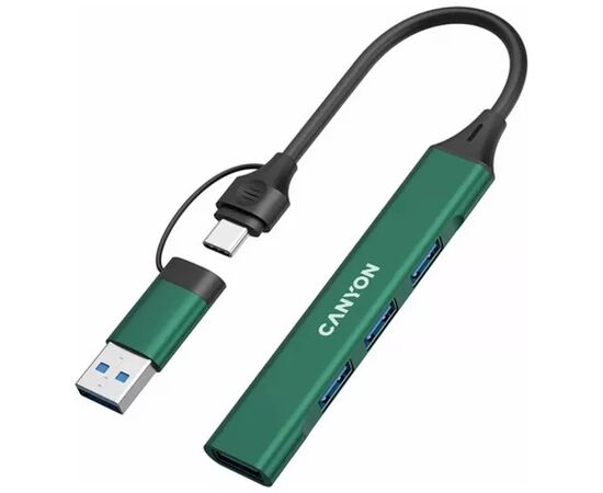 Концентратор Canyon hub DS-02 4in1 USB-A/C Green (CNS-TDS02GR), изображение 5 Концентратор Canyon hub DS-02 4in1 USB-A/C Green (CNS-TDS02GR), изображение 5