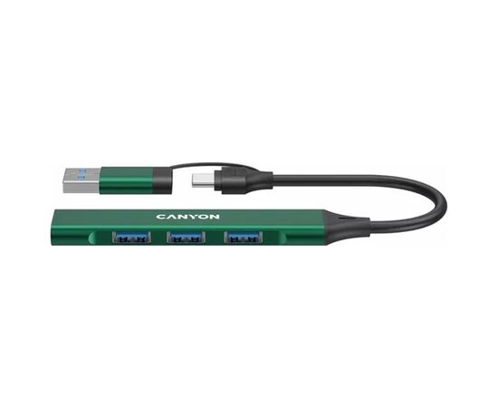 Концентратор Canyon hub DS-02 4in1 USB-A/C Green (CNS-TDS02GR)