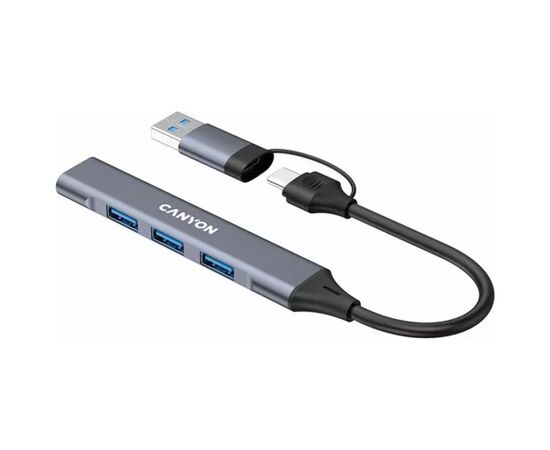 Концентратор Canyon hub DS-02 4in1 USB-A/C Grey (CNS-TDS02G), изображение 2 Концентратор Canyon hub DS-02 4in1 USB-A/C Grey (CNS-TDS02G), изображение 2