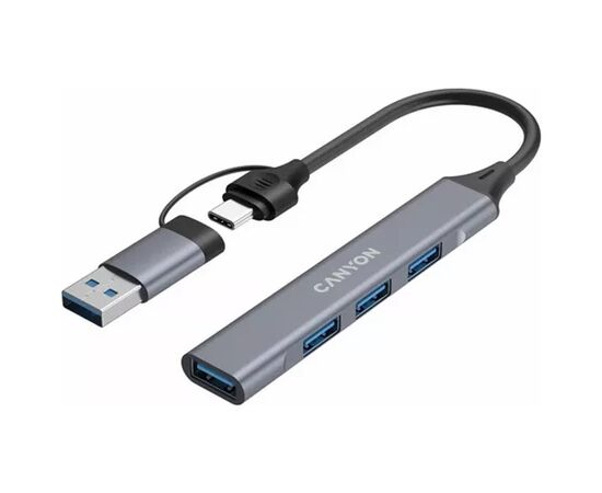 Концентратор Canyon hub DS-02 4in1 USB-A/C Grey (CNS-TDS02G), изображение 4 Концентратор Canyon hub DS-02 4in1 USB-A/C Grey (CNS-TDS02G), изображение 4