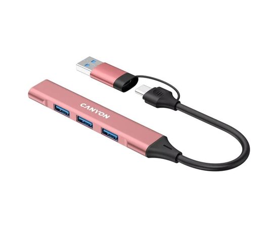 Концентратор Canyon hub DS-02 4in1 USB-A/C Pink (CNS-TDS02P), изображение 2 Концентратор Canyon hub DS-02 4in1 USB-A/C Pink (CNS-TDS02P), изображение 2