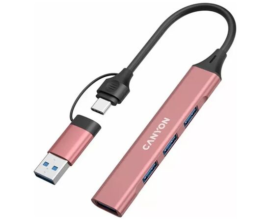 Концентратор Canyon hub DS-02 4in1 USB-A/C Pink (CNS-TDS02P), изображение 5 Концентратор Canyon hub DS-02 4in1 USB-A/C Pink (CNS-TDS02P), изображение 5