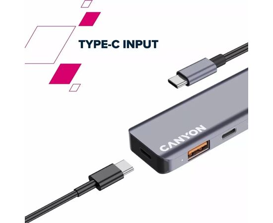 Концентратор Canyon hub DS-18 5in1 USB-C Grey (CNS-TDS18), изображение 10 Концентратор Canyon hub DS-18 5in1 USB-C Grey (CNS-TDS18), изображение 10