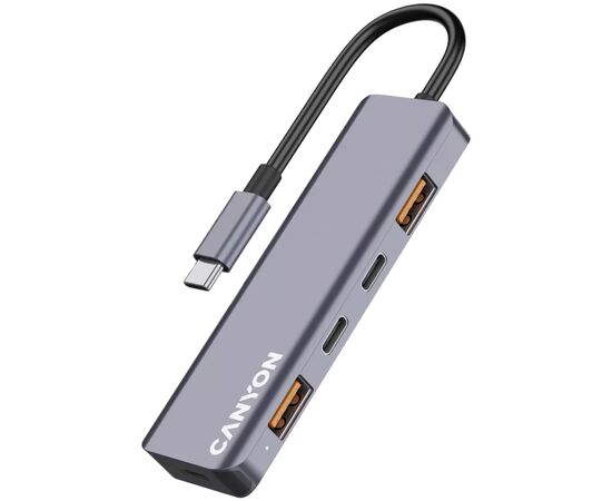 Концентратор Canyon hub DS-18 5in1 USB-C Grey (CNS-TDS18), изображение 4 Концентратор Canyon hub DS-18 5in1 USB-C Grey (CNS-TDS18), изображение 4
