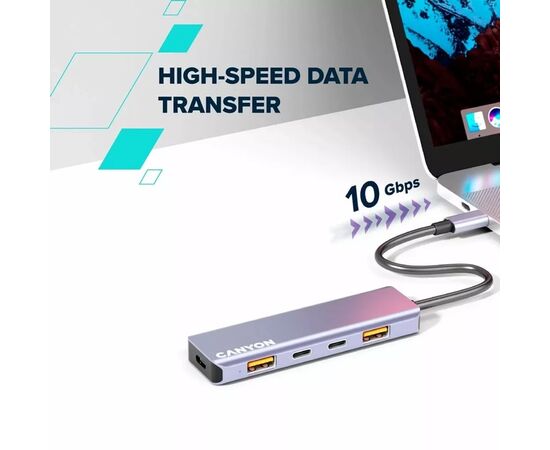 Концентратор Canyon hub DS-18 5in1 USB-C Grey (CNS-TDS18), изображение 6 Концентратор Canyon hub DS-18 5in1 USB-C Grey (CNS-TDS18), изображение 6