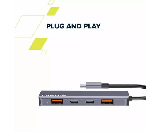 Концентратор Canyon hub DS-18 5in1 USB-C Grey (CNS-TDS18), изображение 9 Концентратор Canyon hub DS-18 5in1 USB-C Grey (CNS-TDS18), изображение 9