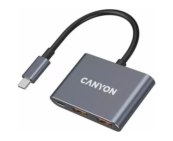 Концентратор Canyon hub DS-3 3in1 USB-C Dark Grey (CNS-TDS3), изображение 2 Концентратор Canyon hub DS-3 3in1 USB-C Dark Grey (CNS-TDS3), изображение 2