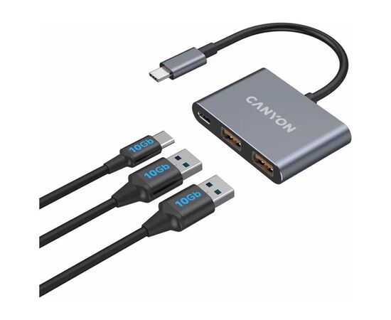 Концентратор Canyon hub DS-3 3in1 USB-C Dark Grey (CNS-TDS3), изображение 5 Концентратор Canyon hub DS-3 3in1 USB-C Dark Grey (CNS-TDS3), изображение 5