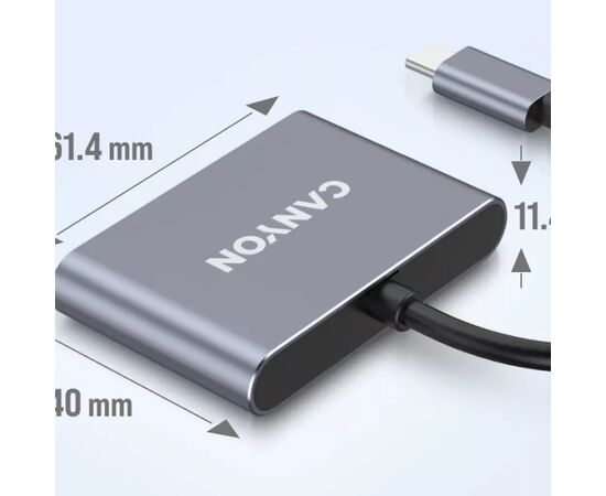 Концентратор Canyon hub DS-3 3in1 USB-C Dark Grey (CNS-TDS3), изображение 6 Концентратор Canyon hub DS-3 3in1 USB-C Dark Grey (CNS-TDS3), изображение 6