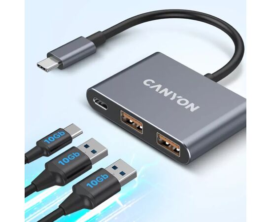 Концентратор Canyon hub DS-3 3in1 USB-C Dark Grey (CNS-TDS3), изображение 7 Концентратор Canyon hub DS-3 3in1 USB-C Dark Grey (CNS-TDS3), изображение 7