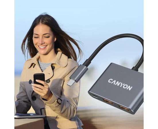 Концентратор Canyon hub DS-3 3in1 USB-C Dark Grey (CNS-TDS3), изображение 9 Концентратор Canyon hub DS-3 3in1 USB-C Dark Grey (CNS-TDS3), изображение 9