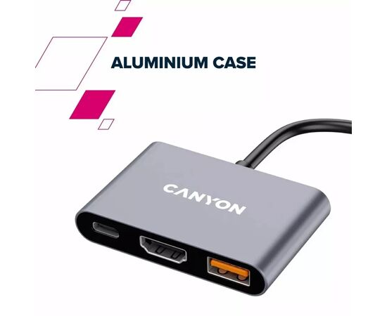 Концентратор Canyon hub DS-4 3in1 USB-C Grey (CNS-TDS4), изображение 10 Концентратор Canyon hub DS-4 3in1 USB-C Grey (CNS-TDS4), изображение 10