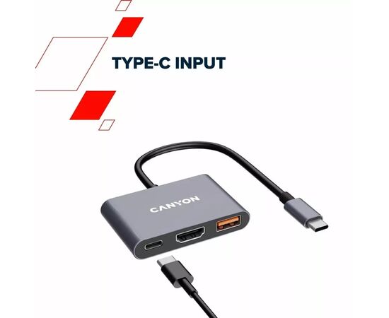 Концентратор Canyon hub DS-4 3in1 USB-C Grey (CNS-TDS4), изображение 11 Концентратор Canyon hub DS-4 3in1 USB-C Grey (CNS-TDS4), изображение 11