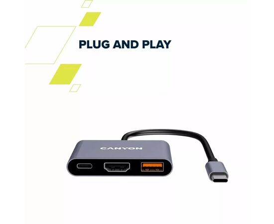 Концентратор Canyon hub DS-4 3in1 USB-C Grey (CNS-TDS4), изображение 12 Концентратор Canyon hub DS-4 3in1 USB-C Grey (CNS-TDS4), изображение 12
