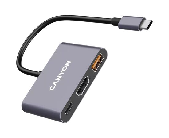 Концентратор Canyon hub DS-4 3in1 USB-C Grey (CNS-TDS4), изображение 3 Концентратор Canyon hub DS-4 3in1 USB-C Grey (CNS-TDS4), изображение 3