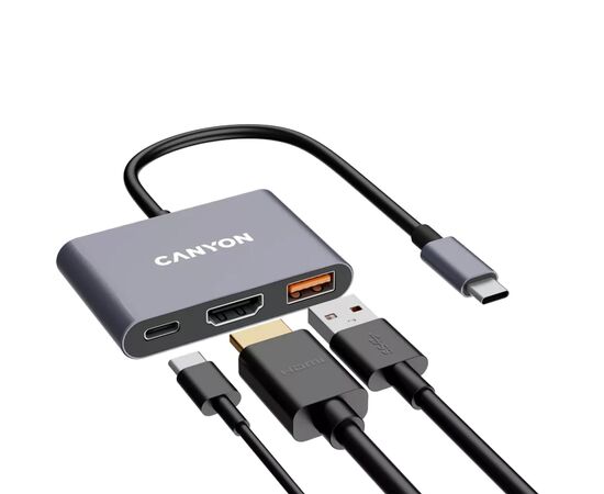 Концентратор Canyon hub DS-4 3in1 USB-C Grey (CNS-TDS4), изображение 5 Концентратор Canyon hub DS-4 3in1 USB-C Grey (CNS-TDS4), изображение 5