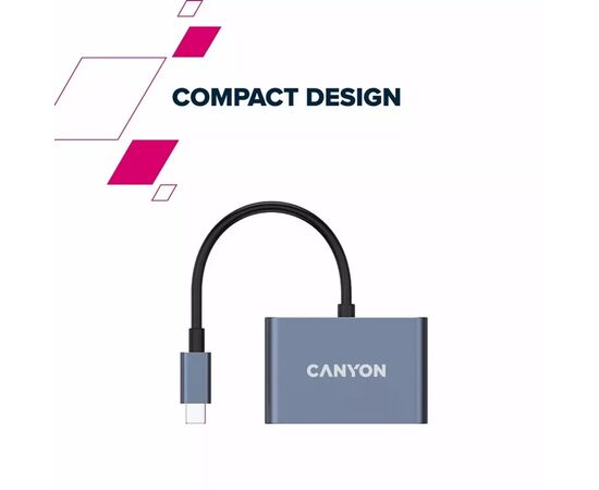Концентратор Canyon hub DS-4 3in1 USB-C Grey (CNS-TDS4), изображение 8 Концентратор Canyon hub DS-4 3in1 USB-C Grey (CNS-TDS4), изображение 8