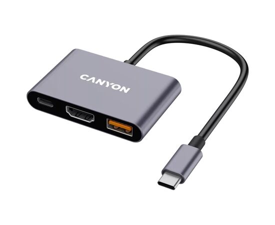 Концентратор Canyon hub DS-4 3in1 USB-C Grey (CNS-TDS4)