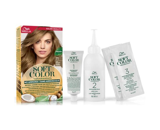 Краска для волос Wella Soft Color Безаммиачная 71 - Пепельный блонд (3614228865760), изображение 5 Краска для волос Wella Soft Color Безаммиачная 71 - Пепельный блонд (3614228865760), изображение 5