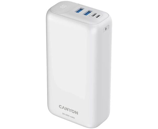 Батарея универсальная Canyon PB-301 30000mAh PD/20W, QC/3.0 (CNE-CPB301W), изображение 2 Батарея универсальная Canyon PB-301 30000mAh PD/20W, QC/3.0 (CNE-CPB301W), изображение 2