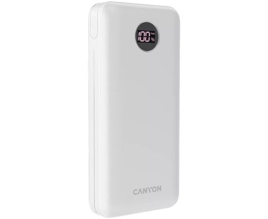 Батарея универсальная Canyon PB-2002 20000mAh, PD/20W, QC/3.0, White (CNE-CPB2002W), изображение 2 Батарея универсальная Canyon PB-2002 20000mAh, PD/20W, QC/3.0, White (CNE-CPB2002W), изображение 2