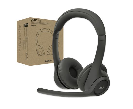 Наушники Logitech Zone 305 for Business Wireless/Bluetooth Teams Black (981-001451), изображение 8 Наушники Logitech Zone 305 for Business Wireless/Bluetooth Teams Black (981-001451), изображение 8