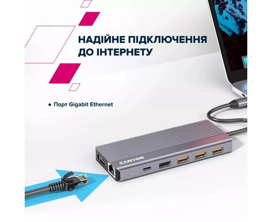 Порт-репликатор Canyon Docking Station DS-16 13 in 1 4k USB-C hub (CNS-TDS16), изображение 12 Порт-репликатор Canyon Docking Station DS-16 13 in 1 4k USB-C hub (CNS-TDS16), изображение 12