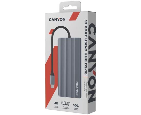 Порт-репликатор Canyon Docking Station DS-16 13 in 1 4k USB-C hub (CNS-TDS16), изображение 7 Порт-репликатор Canyon Docking Station DS-16 13 in 1 4k USB-C hub (CNS-TDS16), изображение 7