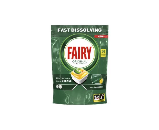 Таблетки для посудомоечных машин Fairy Original All in One Lemon 56 шт. (8700216237352), изображение 2 Таблетки для посудомоечных машин Fairy Original All in One Lemon 56 шт. (8700216237352), изображение 2