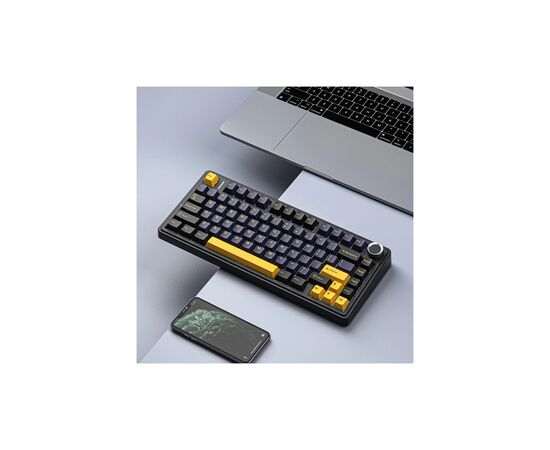 Клавиатура Aula F75 Gasket Greywood V3 switch Hot-Swap PBT Wireless/Bluetooth/USB Black (6948391208626), изображение 6 Клавиатура Aula F75 Gasket Greywood V3 switch Hot-Swap PBT Wireless/Bluetooth/USB Black (6948391208626), изображение 6