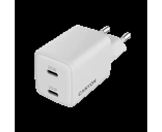 Зарядное устройство Canyon CU35CC GaN 35W 2xPD EU White (CNS-CUW35CC), изображение 3 Зарядное устройство Canyon CU35CC GaN 35W 2xPD EU White (CNS-CUW35CC), изображение 3