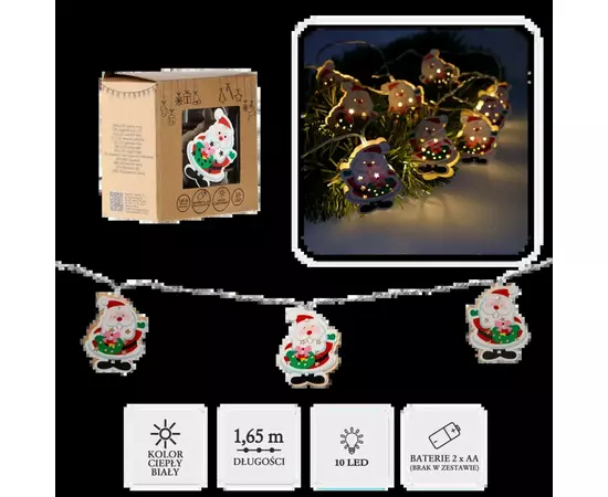 Гирлянда Chomik Санта-Клаус 1.65 м 10 LED Теплый белый (5900779854086), изображение 7 Гирлянда Chomik Санта-Клаус 1.65 м 10 LED Теплый белый (5900779854086), изображение 7