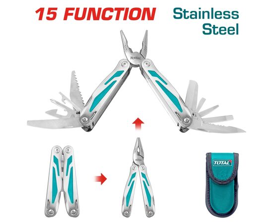 Мультитул Total TFMFT01151 мультифункціональний, 15 функцій, нержавіюча сталь (TFMFT01151), изображение 5 Мультитул Total TFMFT01151 мультифункціональний, 15 функцій, нержавіюча сталь (TFMFT01151), изображение 5