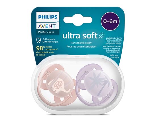 Пустышка Philips AVENT Ultra Soft ультрамягкая 0-6 мес. 2 шт (SCF091/09), изображение 3 Пустышка Philips AVENT Ultra Soft ультрамягкая 0-6 мес. 2 шт (SCF091/09), изображение 3