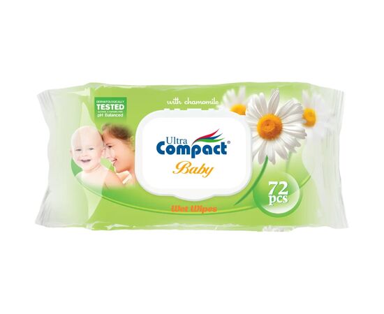 Детские влажные салфетки Ultra Compact Ромашка з клапаном 2 пачки по 72 шт. (2000064264507)