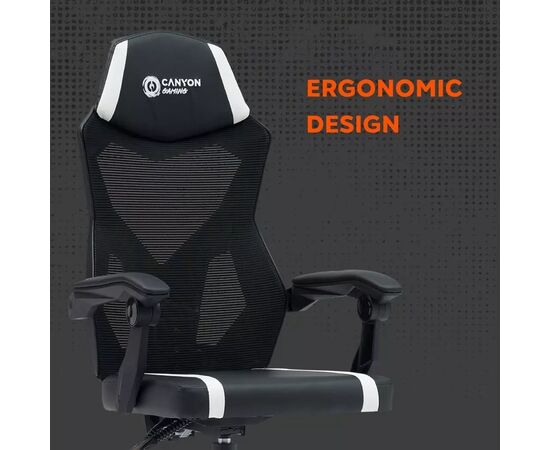 Кресло игровое Canyon Flow MCH01 Mesh Black/White (CNE-MCH01W), изображение 6 Кресло игровое Canyon Flow MCH01 Mesh Black/White (CNE-MCH01W), изображение 6