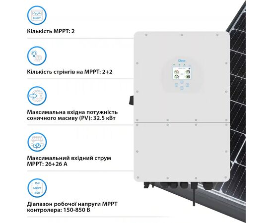 Солнечный инвертор Deye SUN-25K-SG01HP3-EU, 25кВт (SUN-25K-SG01HP3-EU), изображение 4 Солнечный инвертор Deye SUN-25K-SG01HP3-EU, 25кВт (SUN-25K-SG01HP3-EU), изображение 4