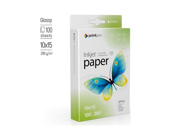 Фотобумага PrintPro 10x15 200г glossy, 100с (PGE2001004R_OEM), изображение 2 Фотобумага PrintPro 10x15 200г glossy, 100с (PGE2001004R_OEM), изображение 2