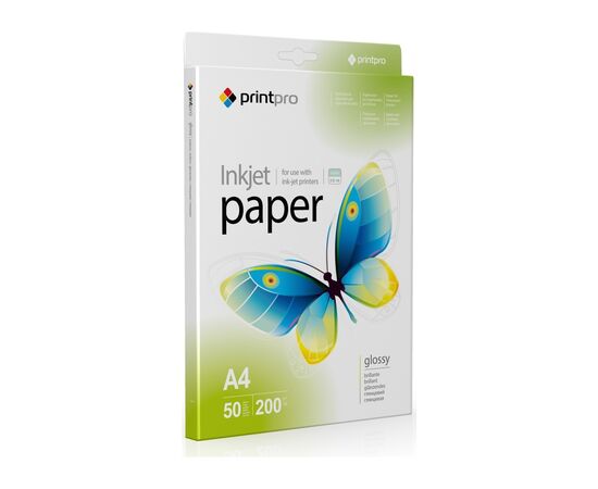 Фотобумага PrintPro A4 200г glossy, 50с (PGE200050A4_OEM)