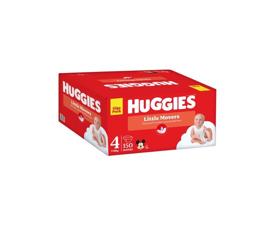 Подгузники Huggies Little Movers 4 (7-18 кг) M-pack, 150 шт (5029053583402), изображение 2 Подгузники Huggies Little Movers 4 (7-18 кг) M-pack, 150 шт (5029053583402), изображение 2