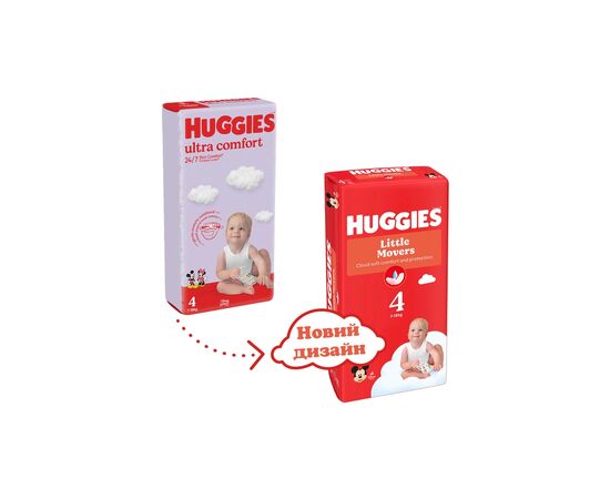 Подгузники Huggies Little Movers 4 (7-18 кг) M-pack, 150 шт (5029053583402), изображение 3 Подгузники Huggies Little Movers 4 (7-18 кг) M-pack, 150 шт (5029053583402), изображение 3