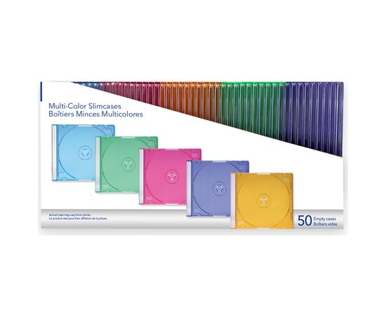 Бокс для диска CD/DVD Slimcase Assorted colours 50шт Verbatim (49973), изображение 3 Бокс для диска CD/DVD Slimcase Assorted colours 50шт Verbatim (49973), изображение 3