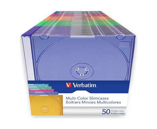 Бокс для диска CD/DVD Slimcase Assorted colours 50шт Verbatim (49973)