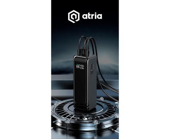 Батарея универсальная Atria 30000mAh PD/3.1/160W(Max)80W+80W, QC/3.0/22.5W, Blue (WPD-160SB), изображение 5 Батарея универсальная Atria 30000mAh PD/3.1/160W(Max)80W+80W, QC/3.0/22.5W, Blue (WPD-160SB), изображение 5