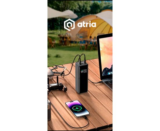 Батарея универсальная Atria 30000mAh PD/3.1/160W(Max)80W+80W, QC/3.0/22.5W, Blue (WPD-160SB), изображение 6 Батарея универсальная Atria 30000mAh PD/3.1/160W(Max)80W+80W, QC/3.0/22.5W, Blue (WPD-160SB), изображение 6